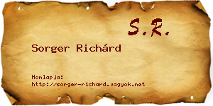 Sorger Richárd névjegykártya
